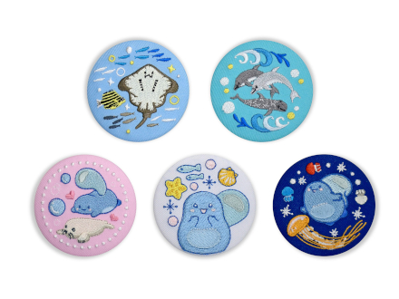 あわたんと海のおともだち 刺繍缶バッジ